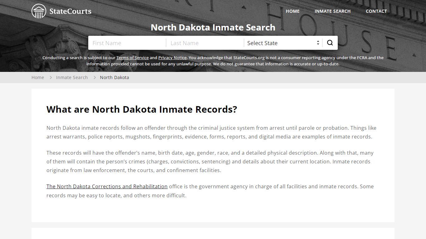 What are North Dakota Inmate Records? - State Courts