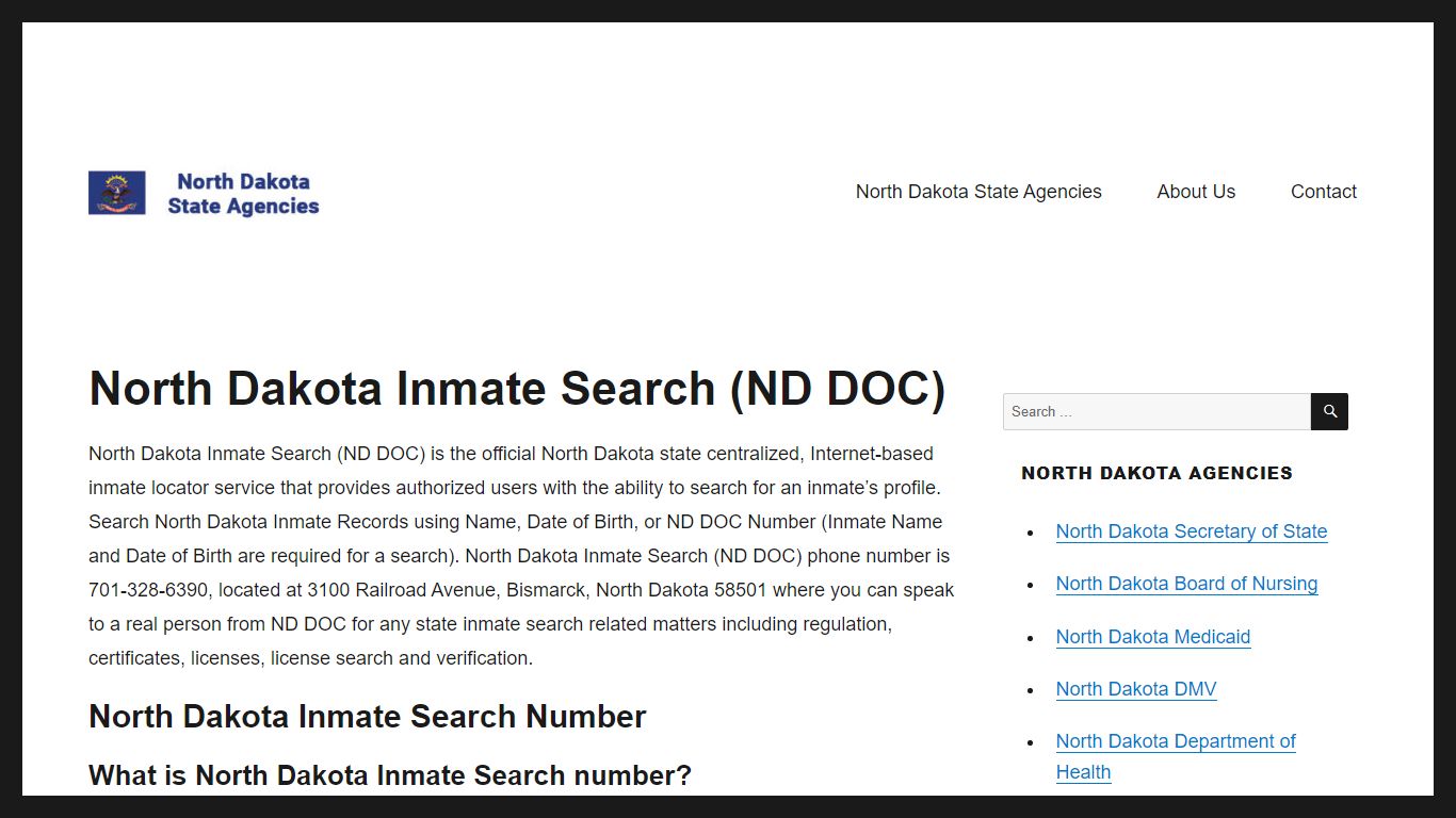 North Dakota Inmate Search (ND DOC)